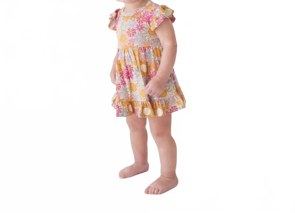 NEW POSH PEANUT baby girls ruffled twirl bodysuit dress in rosalinda